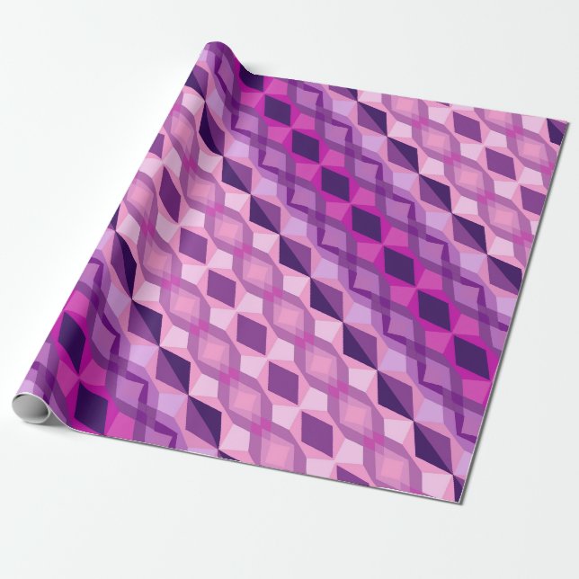 Papier Cadeau Motif de formes abstraites rose et violet (Déroulé)