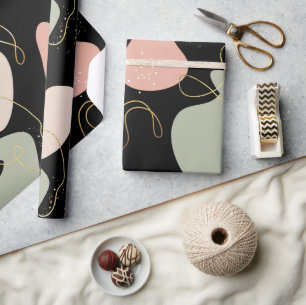 Papier Cadeau Motif de formes biologiques géométriques Boho esth