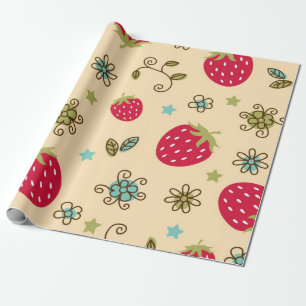 Papier Cadeau Motif de fraises