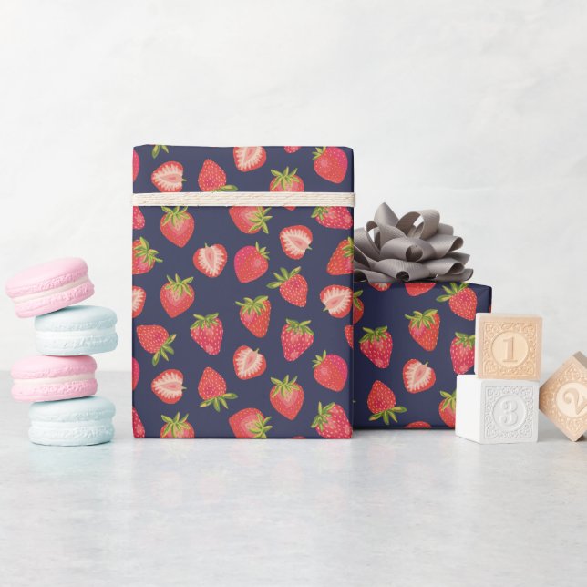Papier Cadeau Motif de fraises (Baby Shower)