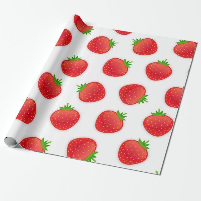Papier Cadeau Motif de fraises (Déroulé)