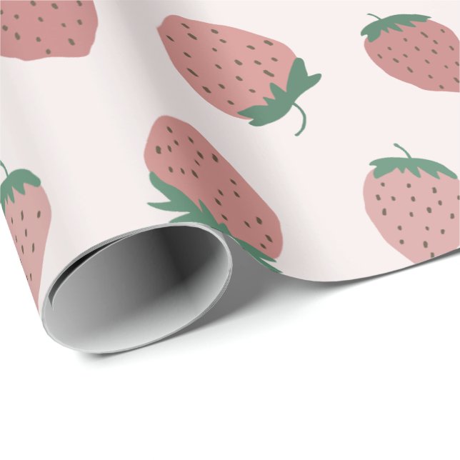 Papier Cadeau Motif de fraises fraîches (Coin rond)