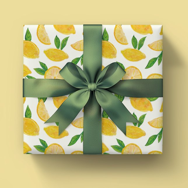 Papier Cadeau Motif de fruit citron agrume (Citrus lemon wrapping paper for birthday, house warming and baby shower. Suit all occasions.)