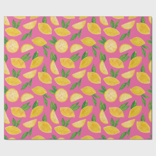 Papier Cadeau Motif de fruit citron agrume rose
