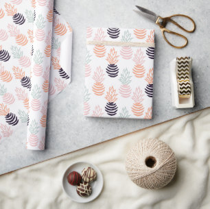 Papier Cadeau Motif de fruit d'ananas coloré d'été