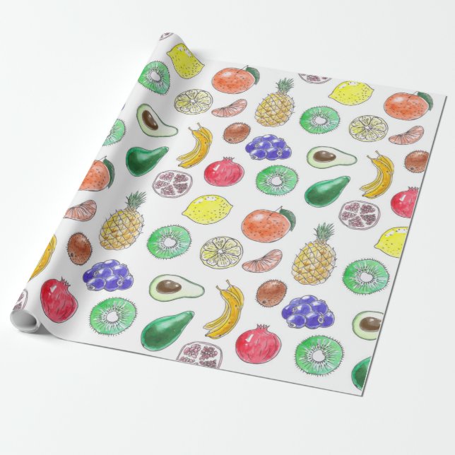 Papier Cadeau Motif de fruits (Déroulé)