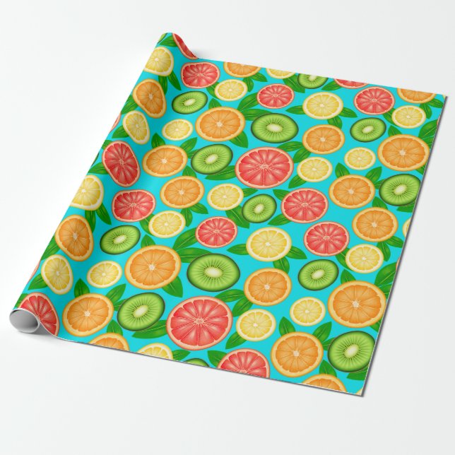 Papier Cadeau Motif de fruits (Déroulé)