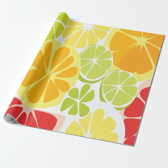 Papier Cadeau Motif de fruits d'agrumes (Déroulé)