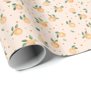Papier Cadeau Motif de fruits d'agrumes oranges d'été mignon