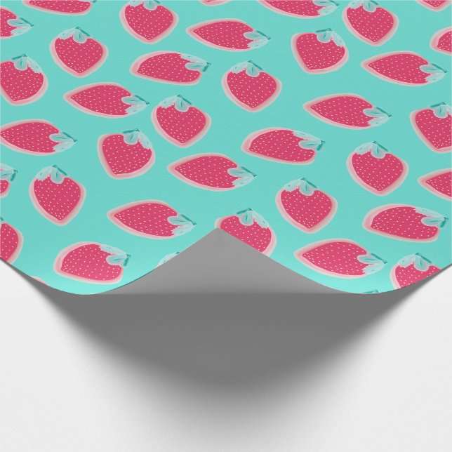 Papier Cadeau Motif de fruits de fraise cuite (Coin)