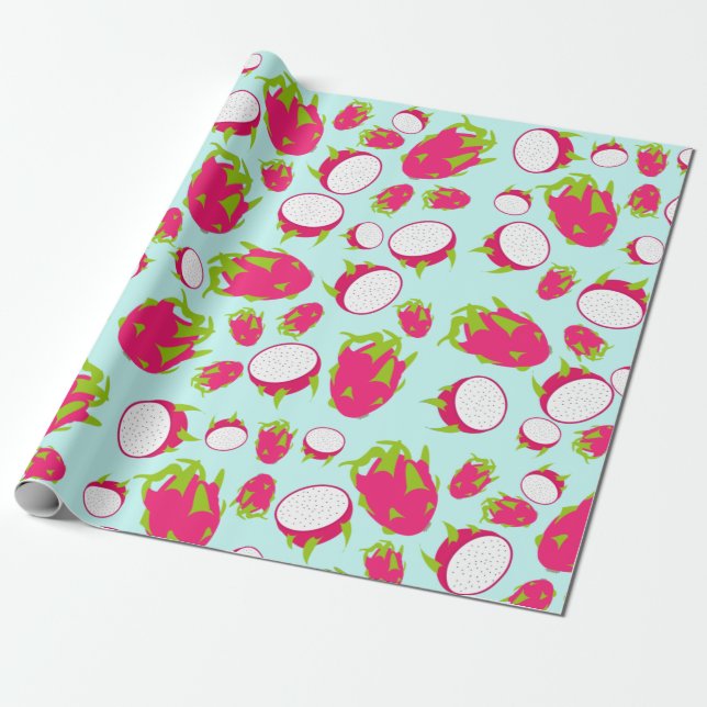 Papier Cadeau Motif de fruits dragon (Déroulé)