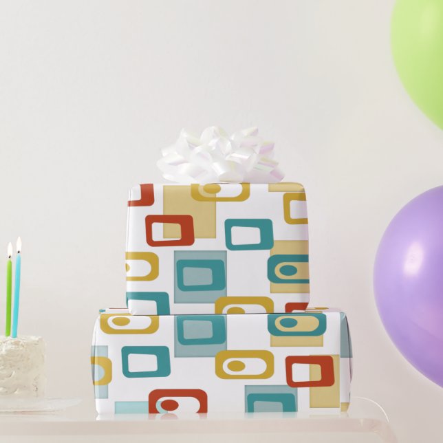 Papier Cadeau Motif de Geo Pod moderne du milieu du siècle (Cadeaux de fête)