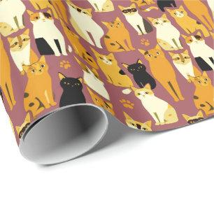 Papier Cadeau Motif de Ginger, Chats noirs et blancs