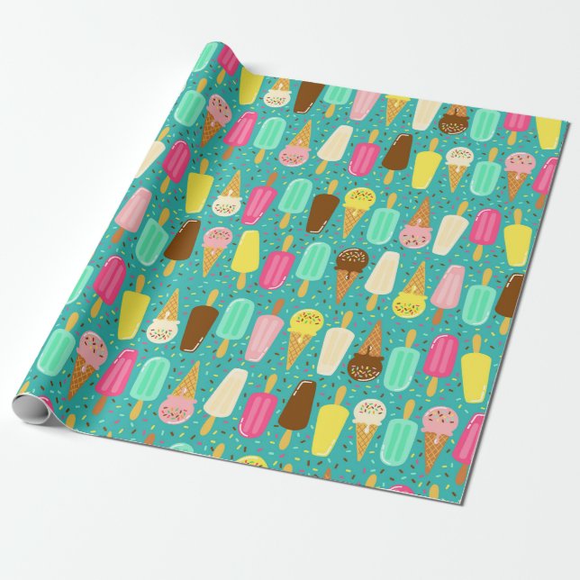 Papier Cadeau Motif de glace coloré été (Déroulé)