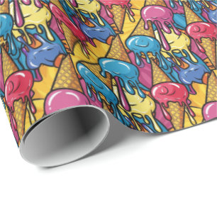 Papier Cadeau Motif de glace fondante en carrelage mignon 