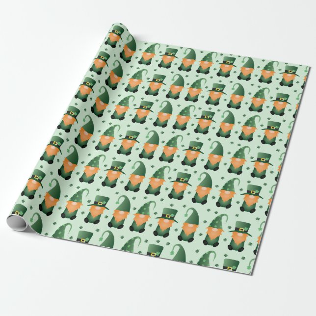 Papier Cadeau Motif de gnome pour la Saint-Patrick (Déroulé)