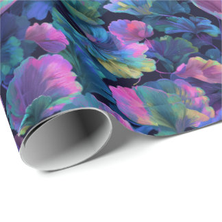 Papier Cadeau Motif de graffiti floral futuriste en peinture aér