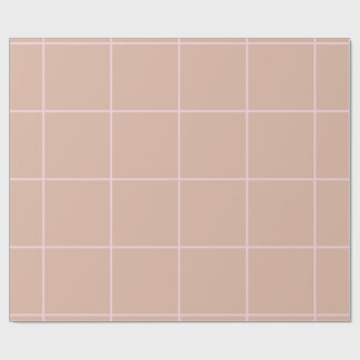 Papier Cadeau Motif de grille en beige chaud et carreaux minimal