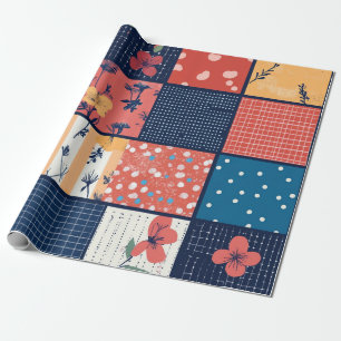 Papier Cadeau Motif de grille florale moderne