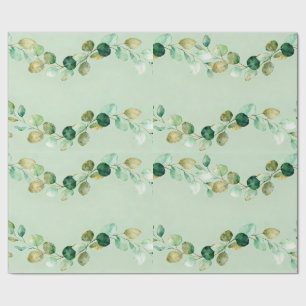 Papier Cadeau Motif de guirlande d'eucalyptus à l'aquarelle