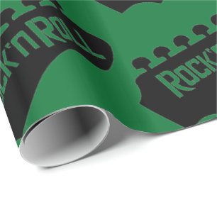 Papier Cadeau Motif de guitare Rock and Roll vert