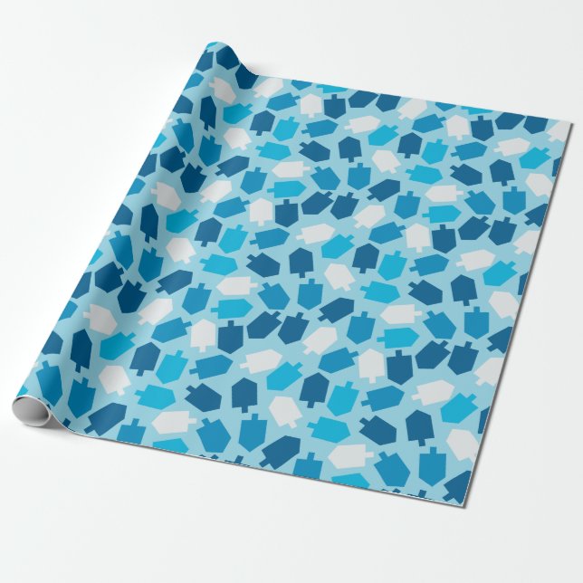 Papier Cadeau Motif de Hanoukka Chanukah Driedel (Déroulé)