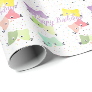 Papier Cadeau Motif de Happy Kittens coloré 