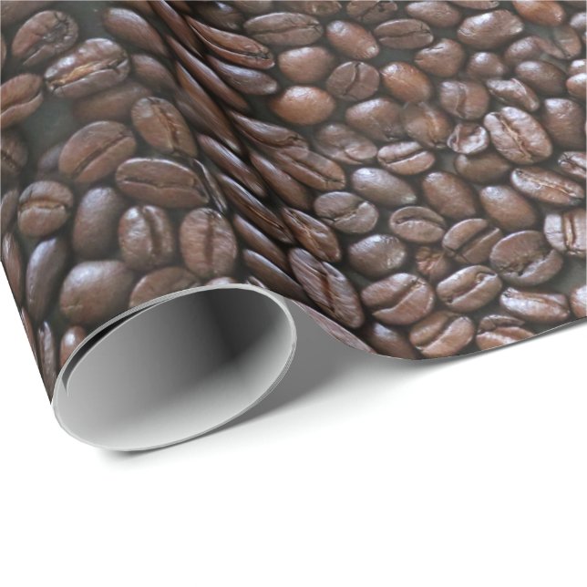 PAPIER CADEAU MOTIF DE HARICOTS DE CAFÉ (Coin rond)