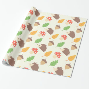 Papier Cadeau Motif de hérisson de chute