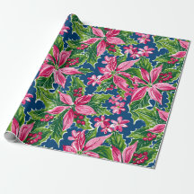 Motif de houx et de fleurs de Noël