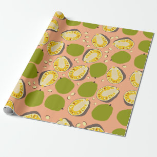 Papier Cadeau Motif de Jackfruit d'été tropical - Fruit exotique