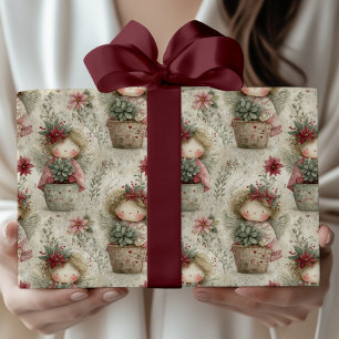 Papier Cadeau Motif de jardin angulaire de Noël fantaisiste