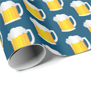 Papier Cadeau Motif de Jug de bière sur Blue
