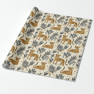 Papier Cadeau Motif de jungle de léopard joueur
