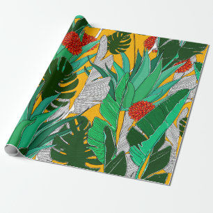 Papier Cadeau Motif de jungle d'été aux couleurs vives. Jungle s