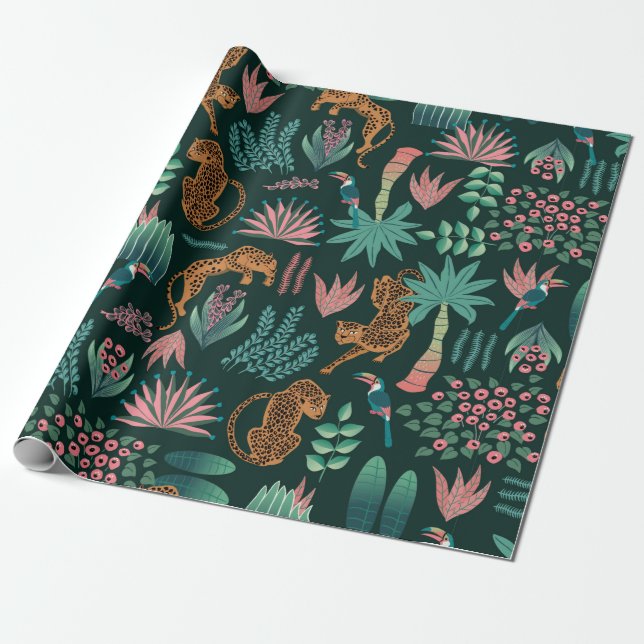 Papier Cadeau Motif de jungle exotique sans couture (Déroulé)