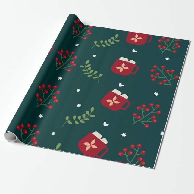 Papier Cadeau Motif de la Coupe pour Noël (Déroulé)