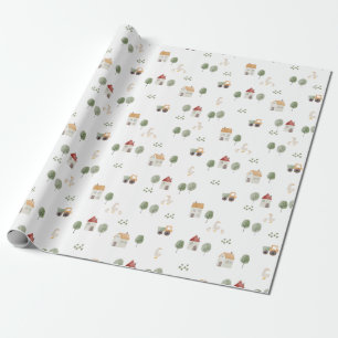 Papier Cadeau Motif de la ferme d'aquarelle