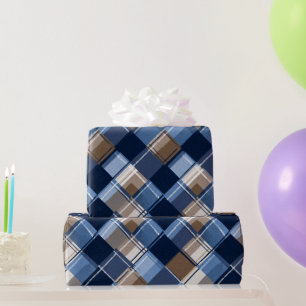 Papier Cadeau Motif de la fête des pères bleu et marron