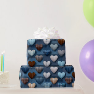 Papier Cadeau Motif de la Fête des Pères bleu et marron