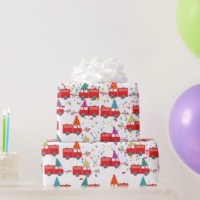 Papier Cadeau Motif de la Fête du Camion Rouge (Cadeaux de fête)