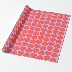 Papier Cadeau Motif de la grille de coeur rouge rose Y2K
