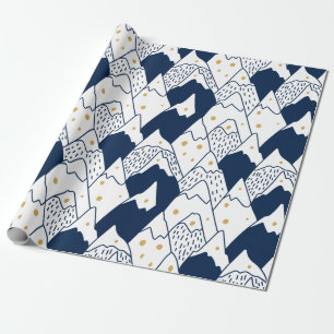 Papier Cadeau Motif de la montagne enneigée Black Gold Festive