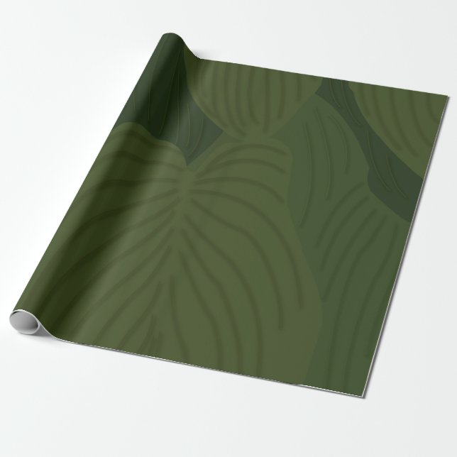 Papier Cadeau Motif de la nature botanique Feuille verte (Déroulé)