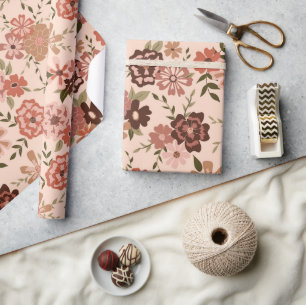 Papier Cadeau Motif de la pêche florale cadeau de