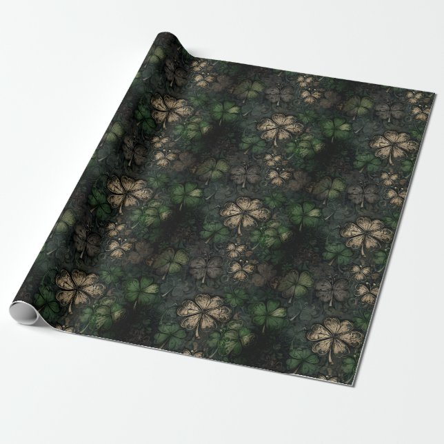 Papier Cadeau Motif de la Saint-Patrick en détresse (Déroulé)