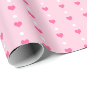 Papier Cadeau Motif de la Saint-Valentin rose
