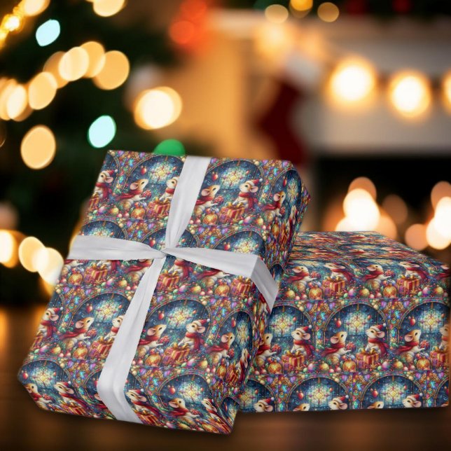 Papier Cadeau Motif de la souris de Noël en verre texturé (Créateur téléchargé)