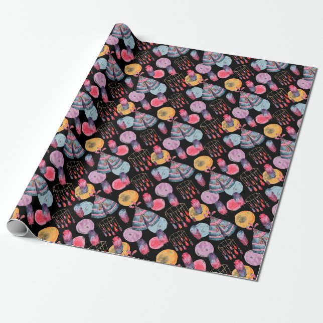 Papier Cadeau Motif de la tente Boho (Déroulé)