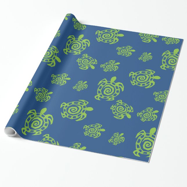 Papier Cadeau Motif de la tortue verte (Déroulé)